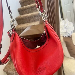 Coach Red Leather Hobo Bag